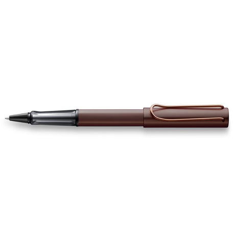 Elegant Lamy Lx Rollerball Marron (390) pen with anodized finish, ergonomic grip, and smooth black ink for refined writing.