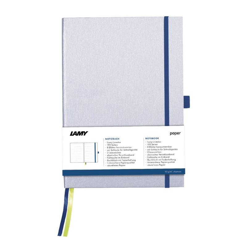 Lamy Notebook A5 Hard Cover Silver with Ocean Blue Edge