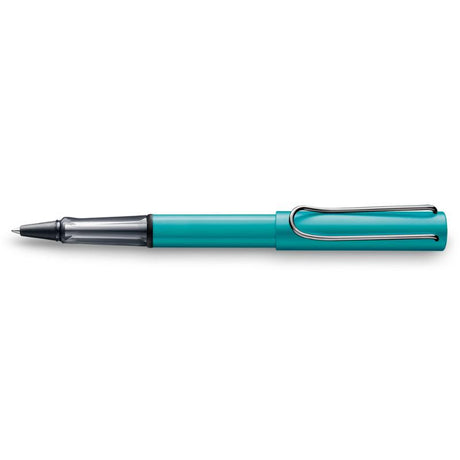 Lamy Al-Star Rollerball in Tourmaline, stylish anodised aluminium pen with ergonomic grip and visible ink feed mechanism.