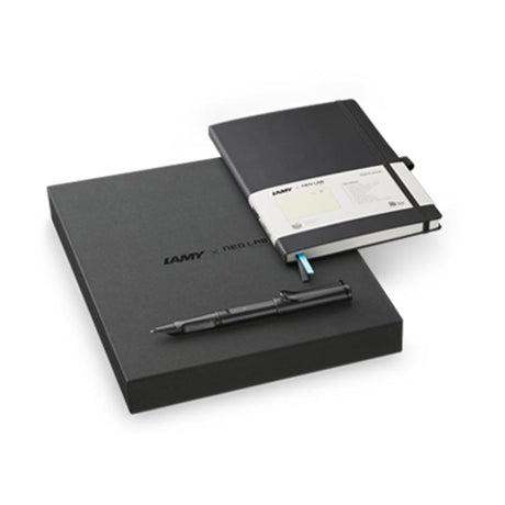 Lamy nCode 744 Safari All Black pen with digital paper set, merging traditional writing and Bluetooth digitization technology.