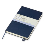 Moleskine Art Sketchbook Large in Sapphire Blue, featuring durable 165 gsm acid-free paper and a secure elastic closure.