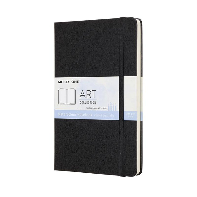 Moleskine Art Watercolour Portrait Large Black sketchbook with 200 g/m² paper, ideal for portraits and creative expression.