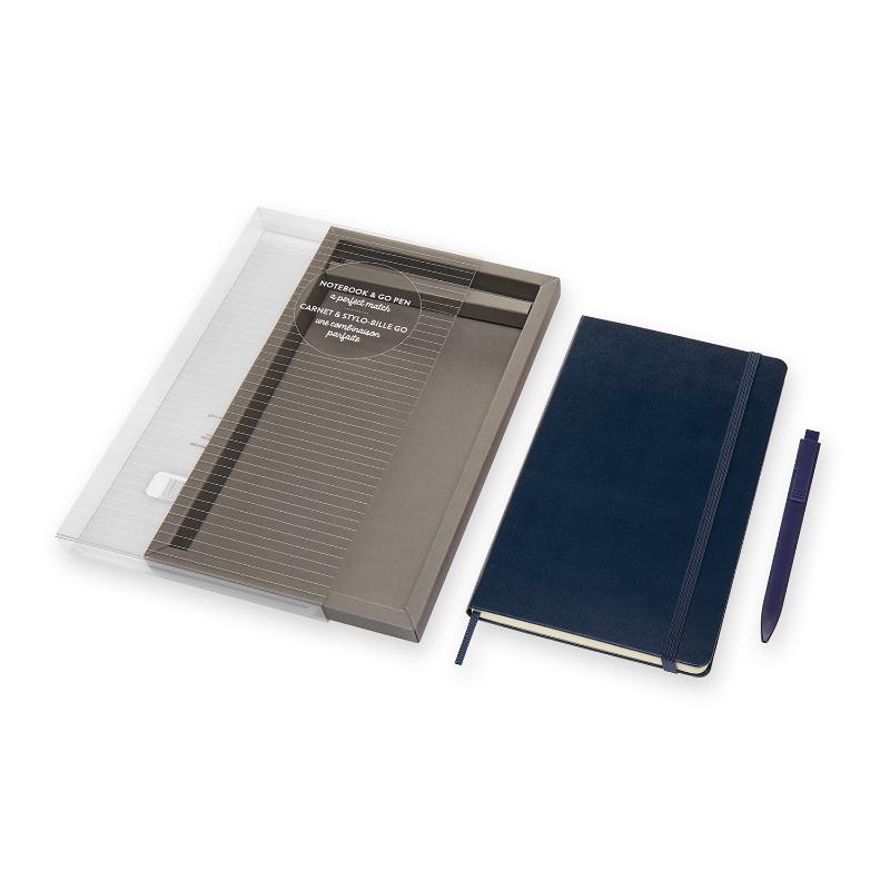 Moleskine Bundle Notebook Large +Go Pen Sapphire Blue