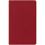 Pack of 3 large cranberry red Moleskine Cahier Journals with plain pages and customizable covers for creative note-taking.