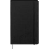 Moleskine undated large black diary with ivory pages, elastic closure, customizable dividers, and a matching ribbon bookmark.