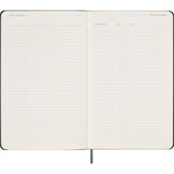 Moleskine Diary Undated Weekly + Notes in black, featuring ivory pages, customizable dividers, and an elastic closure.