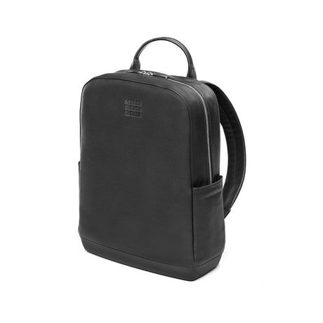 Moleskine Classic Leather Backpack in black, featuring multiple compartments, durable zippers, and padded straps for comfort and style.