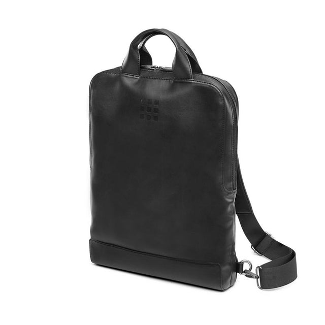 Moleskine Classic Device Bag in Vert Black with adjustable straps, pockets, and organizer for devices up to 15 inches.