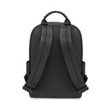 Compact black Moleskine Classic Backpack with adjustable straps, laptop sleeve, and multiple pockets for organized travel.