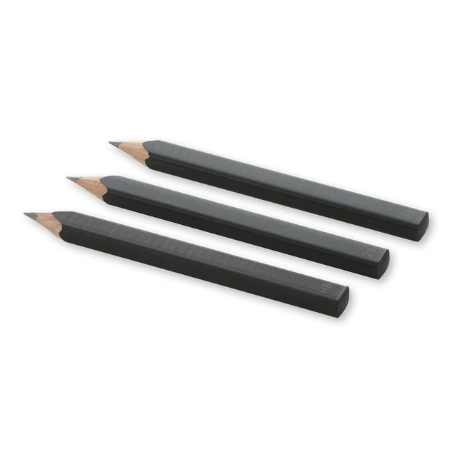 Moleskine Black Pencils Set of three, featuring durable cedar wood and clip caps for easy attachment to notebooks.