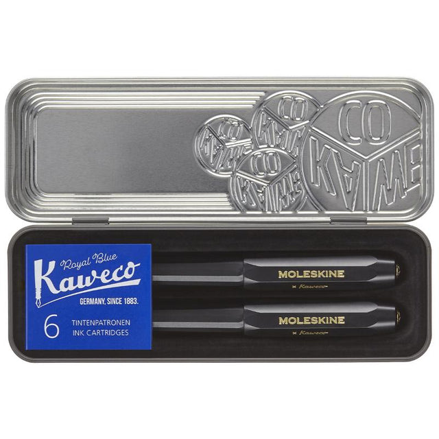 Moleskine Kaweco black ballpoint and fountain pen set, stylish and elegant, designed for smooth writing and creativity.