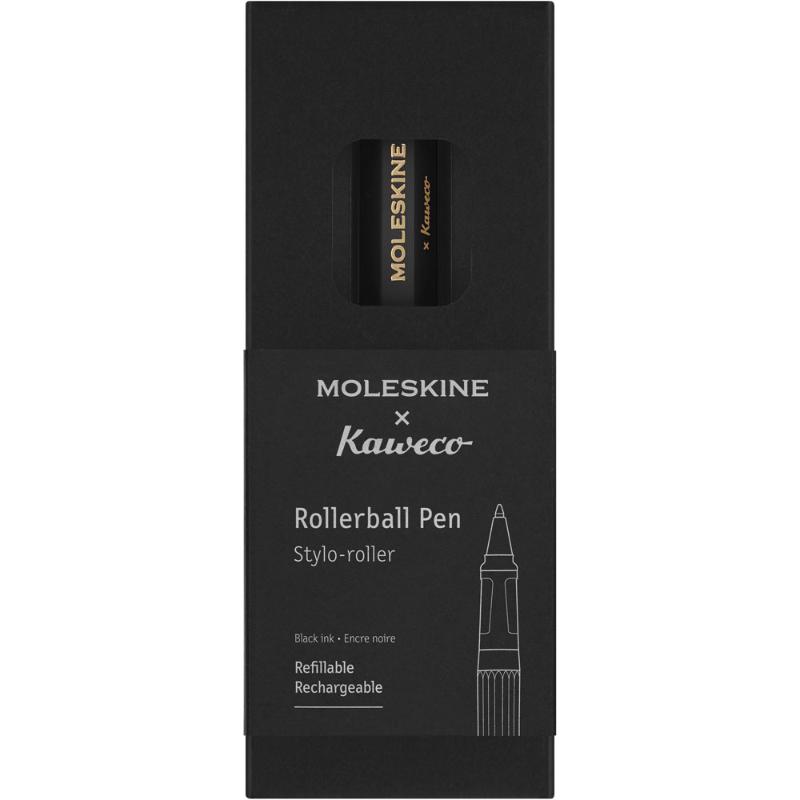 Moleskine Kaweco Rollerball pen in sleek black, featuring a 0.7mm refill for smooth, consistent writing and elegant design.