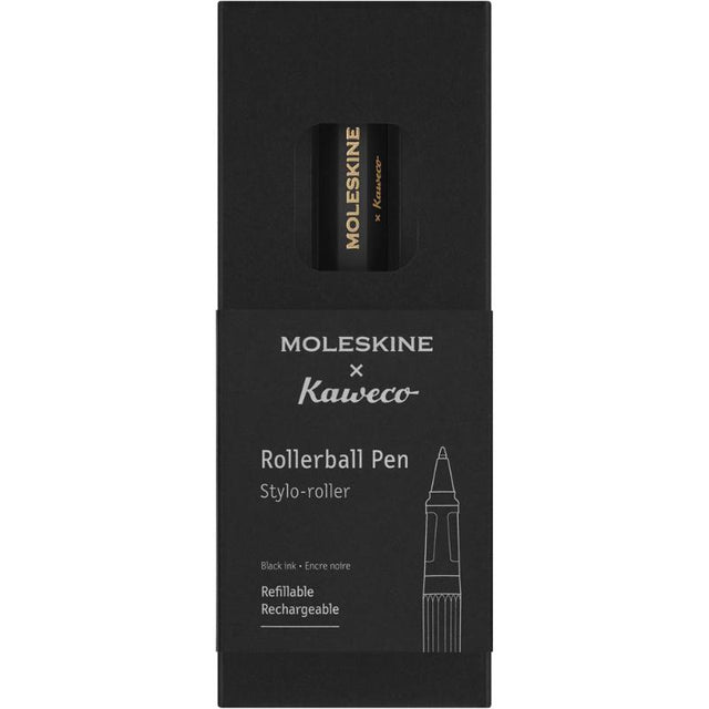 Moleskine Kaweco Rollerball pen in sleek black, featuring a 0.7mm refill for smooth, consistent writing and elegant design.