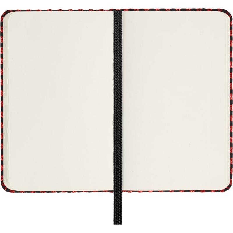 Moleskine LE Shine Metallic Red XS Notebook with hard cover, elastic closure, and expandable pocket for stylish note-taking.