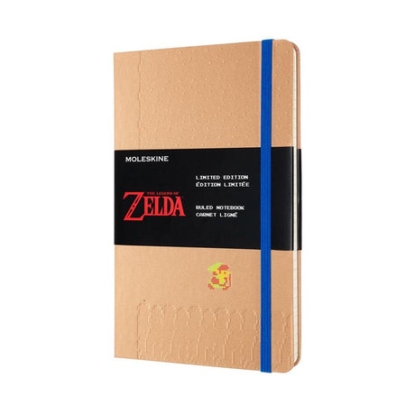 Moleskine Zelda Large Ruled Notebook with vibrant illustrations, elastic closure, and themed stickers for creative adventures.