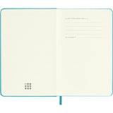 Moleskine Notebook Pocket in Reef Blue with hard cover, elastic closure, ribbon bookmark, and expandable inner pocket.