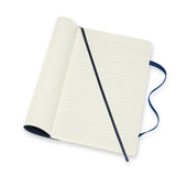 Moleskine Notebook Sapphire: Large ruled and plain pages, soft cover, elastic closure, ribbon bookmark, perfect for creatives.