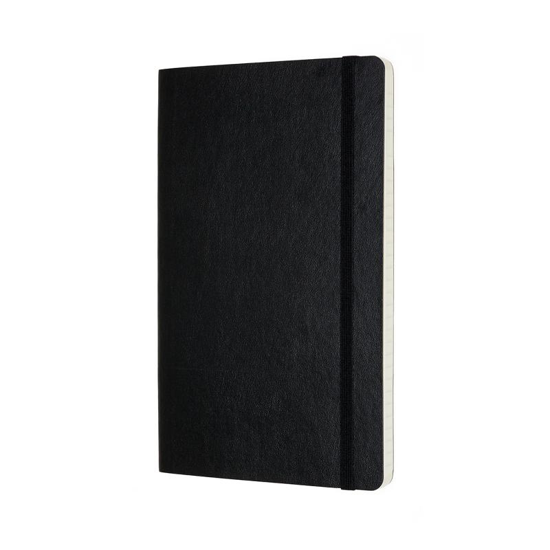 Moleskine Pro Notebook Large Black Soft Cover with soft cover, rounded corners, and expandable inner pocket for organization.