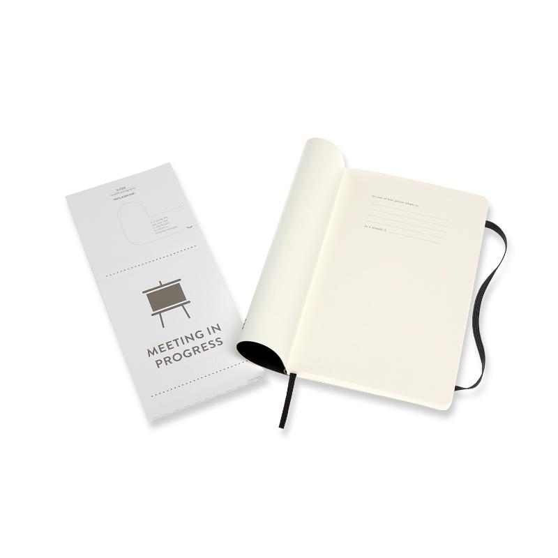 Moleskine Pro Notebook in black with soft cover, numbered pages, and expandable inner pocket for organized, stylish productivity.