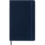 Sapphire Moleskine Notebook with hard cover, elastic closure, and expandable pocket for notes; perfect for creative thinkers.