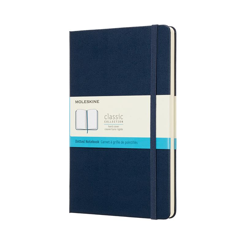 Elegant Moleskine Classic Notebook with ivory pages, elastic closure, bookmark ribbon, and expandable pocket for creativity on the go.