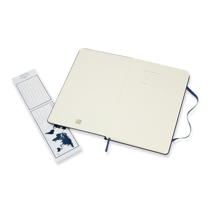 Moleskine Classic Notebook with ivory pages, elastic closure, bookmark ribbon, and expandable pocket, ideal for creatives.