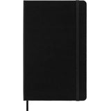 Moleskine Large Black Notebook with hard cover, dot grid pages, elastic closure, and expandable pocket for notes and mementos.