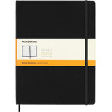 Moleskine XL Ruled Notebook in black with elastic closure, ivory pages, ribbon bookmark, and expandable back pocket.