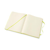 Moleskine XL Lemon Green Notebook with acid-free pages, elastic closure, expandable pocket, for creative journaling and note-taking.