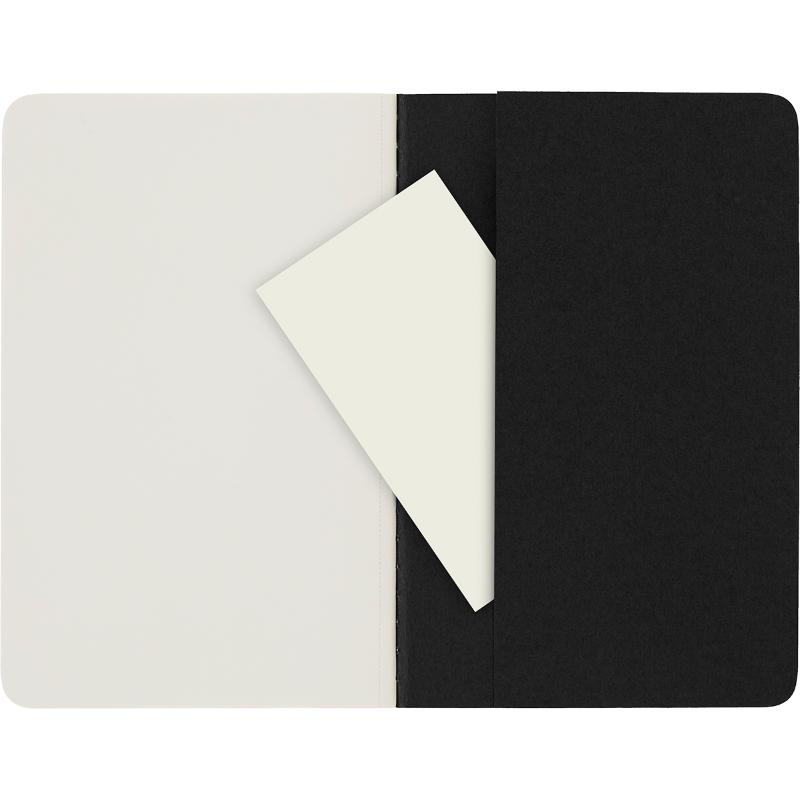 Moleskine Cahier Journals pack of 3, featuring customizable black covers, detachable pages, and smooth acid-free paper.