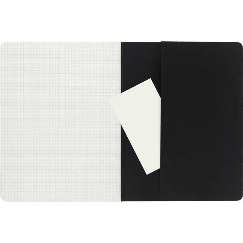 Moleskine Cahier Journals pack of 3, black square design with customizable covers, perfect for notes and sketches on-the-go.