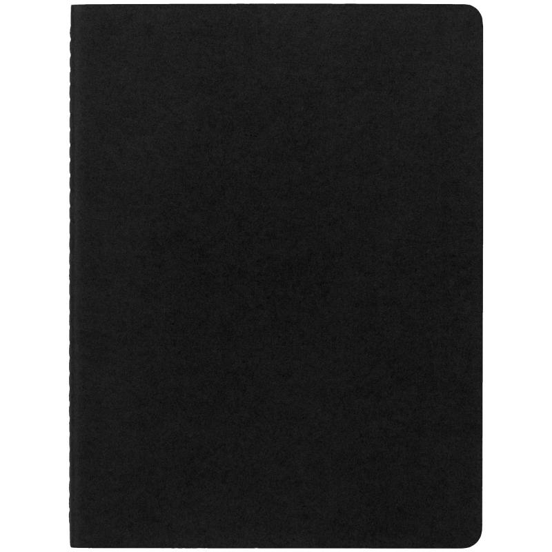 Moleskine Cahier Journal XL in plain black, pack of 3, featuring customizable covers and 16 detachable pages for versatile note-taking.