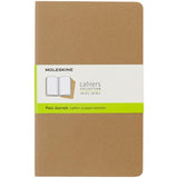 Large kraft brown Moleskine Cahier journals pack of 3, featuring customizable covers, detachable pages, and visible stitching.