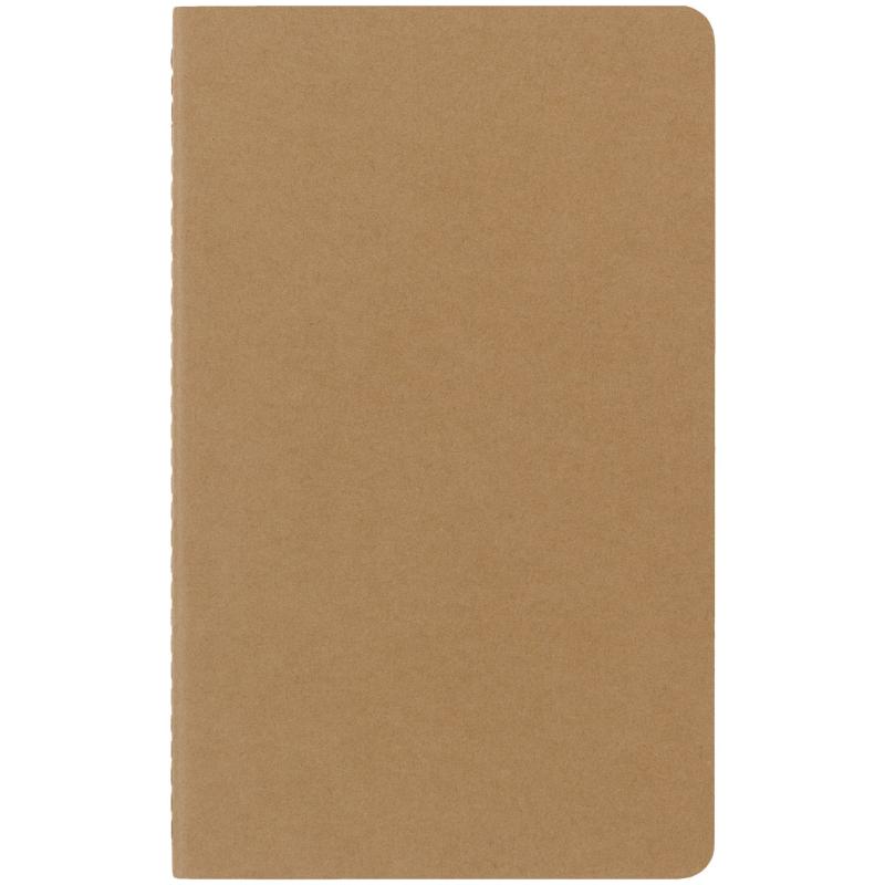 Moleskine Cahier Journals pack of 3, kraft brown covers, flexible, acid-free paper, detachable pages, ideal for notes and sketches.