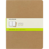 Set of 3 Moleskine Cahier Journals XL in Kraft Brown, featuring customizable covers and acid-free pages for notes and sketches.