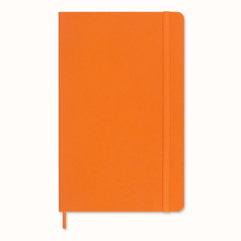 Moleskine LE Vegea Notebook in Capri Orange with soft vegan cover, ruled pages, and elegant gift box for sustainable writing.