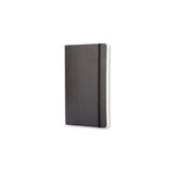 Moleskine Large Ruled Notebook in black, featuring soft cover, elastic closure, ivory pages, and expandable pocket for creative notes.