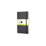 Moleskine Large Plain Black Soft Notebook with elastic closure, ribbon bookmark, and 70g ivory acid-free pages.