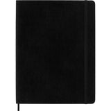 Moleskine XL Black Soft Cover Notebook with ruled ivory pages, elastic closure, ribbon bookmark, and expandable pocket.