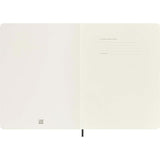 Moleskine XL Black Soft Cover Square notebook with elastic closure, ivory pages, and expandable pocket for creatives and professionals.