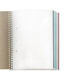 Miquelrius A4 ruled notebook with 120 eco-friendly sheets, spiral binding, and vibrant color bands for organized note-taking.