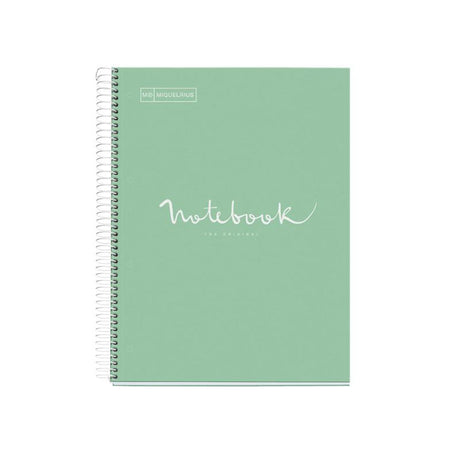 Mint-colored A4 notebook with 5 subjects and 120 ruled leaves for organized note-taking and journaling.