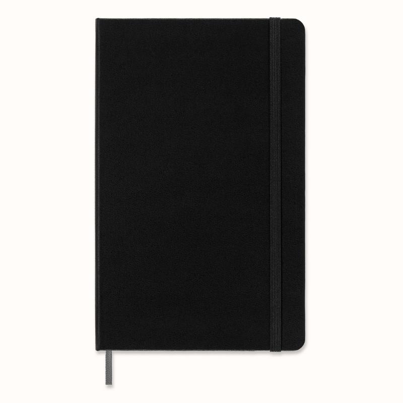 Moleskine Smart Notebook Large, black with ruled pages, Ncoded for digital integration, elastic closure, and expandable pocket.