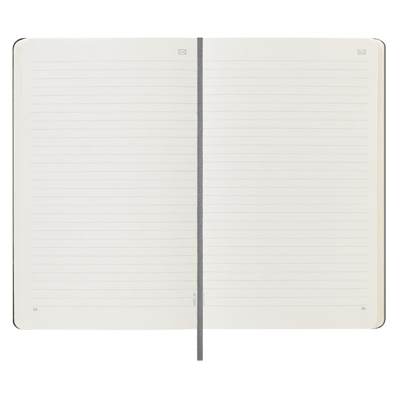 Moleskine Smart Notebook Large Ruled Black with Ncoded paper for seamless digital interaction, featuring elastic closure and expandable pocket.