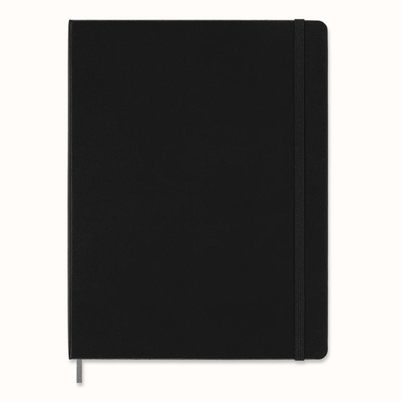 Moleskine Smart Notebook XL in black with ruled ivory pages, elastic closure, and digital integration for creative note-taking.