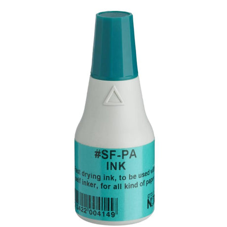 Noris Quick-Dry Ink 25ml in vibrant green, ideal for self-inkers with a fast 2-second drying time, perfect for stamping.