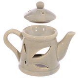 Set of 3 elegant ceramic teapot oil burners with lid, ideal for essential oils, enhancing home ambiance, and relaxation.