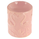 Ceramic oil burners featuring elegant pink flamingo designs, perfect for adding tropical charm and fragrance to any space.