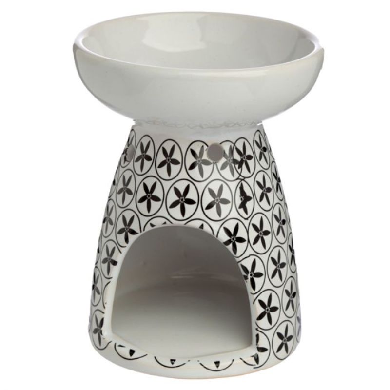 Ceramic oil and wax burners set of 2 with exquisite Eden floral pattern, ideal for creating a calming home ambiance.