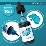 Vibrant 30ml Ocean Blue alcohol ink for fluid painting, perfect for various surfaces and offers waterproof, smudge-proof finish.